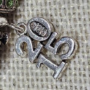 2015 Silver Charm Pendant with Rhinestones